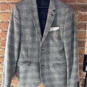Top Man Men's Gray Checkered Blazer